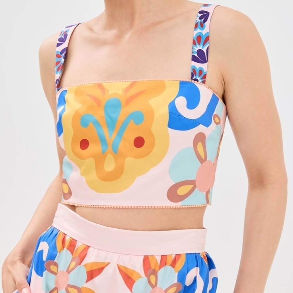 Borgo de Nor Didi Printed Crop Top Bustier NWT IT 42 US 6 Designer